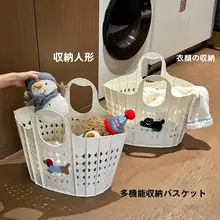 折りたたみ式壁掛け大容量洗濯カゴ【バスルーム用・便利な持ち手付き】
