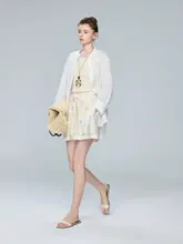 シャツ ショートパンツ 2点セット レディース リヨセル 花柄 フレンチ風 シアー 軽やか リゾート U2906A1