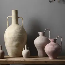 侘寂風 手作り抽象陶器花器【リビングルーム向け・インテリア装飾】