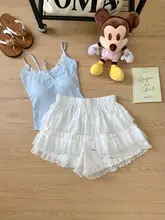 レーストリムのパンツ【ハイウエスト・スカートパンツ・Aライン短パン】（セットアップ対応）