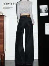 深い青色のワイドデニムパンツ【ハイウエスト・フィット・レディース・梨型体型対応】