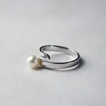 天然淡水真珠リング【純銀・開放型・調節可能】