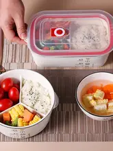 陶器製の電子レンジ対応仕切り弁当箱【蓋付き・学生用・スープ持ち運び可】