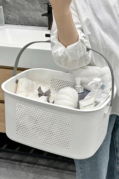 大容量 洗面器・洗浴用収納バスケット【家庭用・便利な収納】