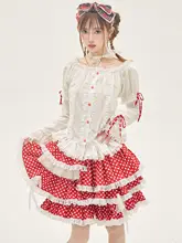 昭和レトロ風の可愛い赤いドットのケーキスカート【甘美な少女ロリータスタイル】