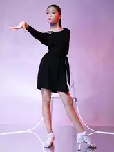 アカカソ ラテンダンス練習服 子供用長袖ワンピースセット【秋冬用・ダンストレーニング】