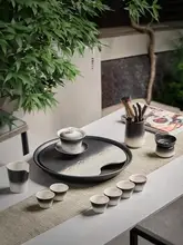 高級陶製 茶器セット【カバー付き急須・茶杯・茶盤・家庭用・オフィス用】