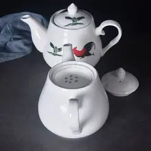 白色陶器ティーポット【大容量・カフェスタイル・クリエイティブデザイン】