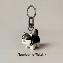 手作り木彫り黒柴犬キーホルダー【車用・可愛いデザイン】
