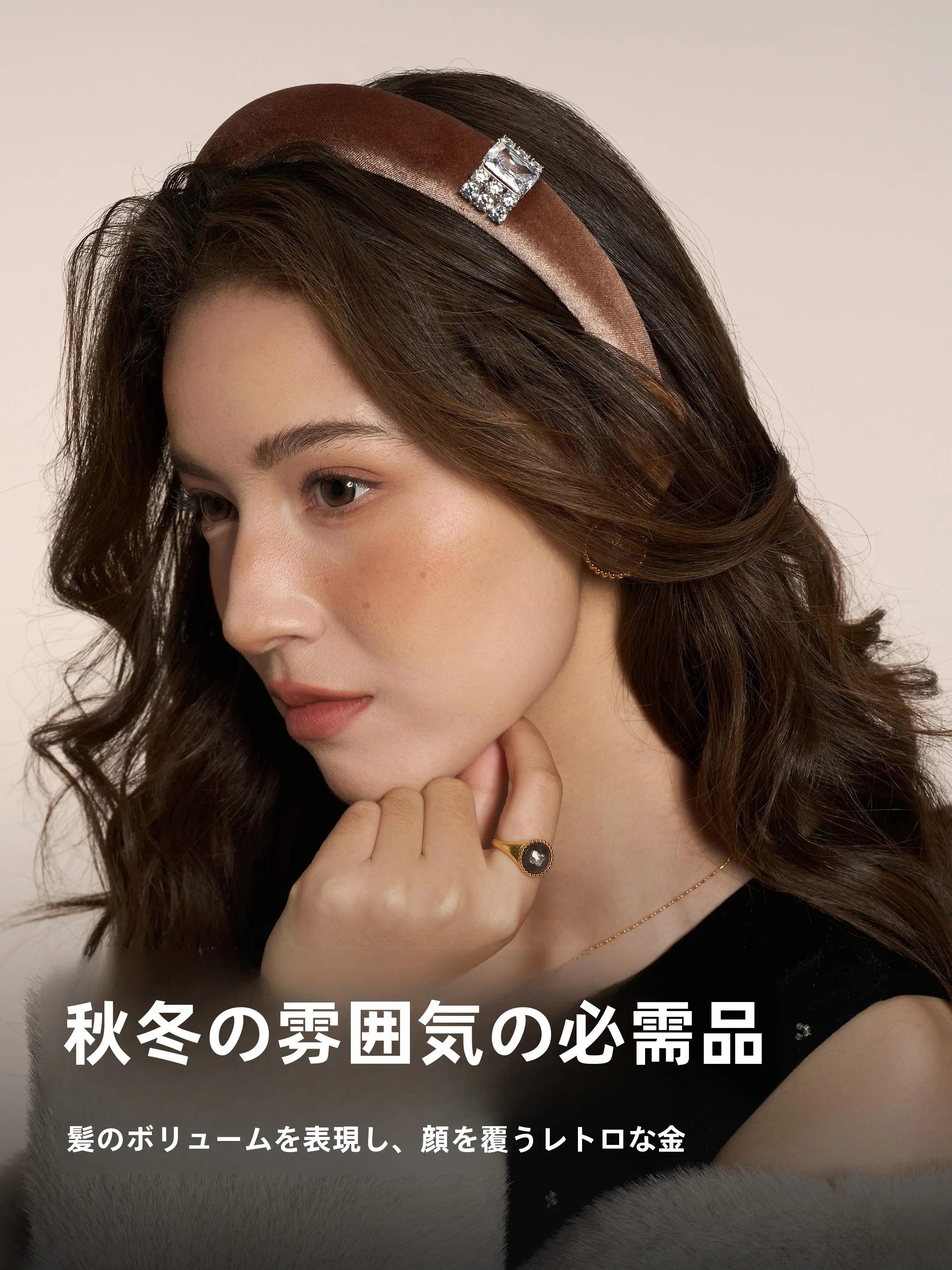 お宮参り用ヘアバンド ハイエンドな千金絲絨デザインとゴールドアクセントの選択肢