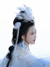 流れる糸の長いタッセル付き 鳳冠【中華風・パール飾り・ヘアアクセサリー】