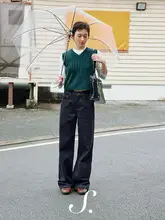 したシルエットのストレートデニムパンツ【静謐なネイビーブルー・カジュアル】