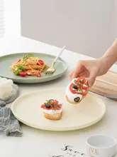 皿 西洋料理皿 ピザ皿 ステーキ皿 朝食皿 陶器 抹茶色 多用途