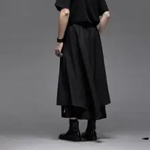 モダンアジア風 九分丈ワイドパンツ【ユニセックス・ストレート・ルーズフィット】（セットアップ対応）