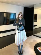 不規則なフレアレーススカート【秋春用・ゆったりデザイン・ミディ丈】（セットアップ対応）