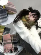 大判チェックストール【極上の柔らかさ・フリンジデザイン・男女兼用】