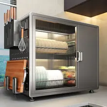 ダブルレイヤー食器収納ラック【キッチン用・防塵・水切り機能あり】