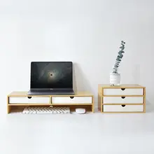 モニター台 卓上収納ラック 竹製 収納付き 目線アップ 首への負担軽減 ノートPC デスクオーガナイザー オフィス 在宅ワーク