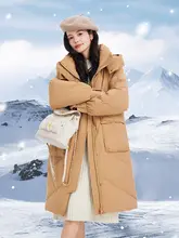 ミドル丈フード付きダウンジャケット【取り外し可能・シンプル・軽量】