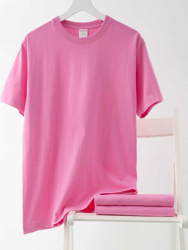 ピンクのアメリカンカジュアルルーズフィットTシャツ： 搭念ZH-29550の実用性と着用シーン解析