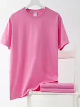 元気感を演出する！粉色のアメリカンカジュアルルーズフィットTシャツ【丸首・短袖・男女兼用・夏用】