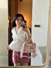 低腰チェック柄スカート【夏季・女性用・Aライン・防透け】