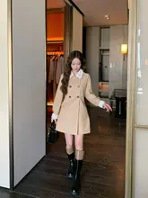 パリ風レトロコート【レディース・秋用・中長丈・上品デザイン】