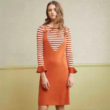 2点セット レディース キャミワンピース ニット Vネック スリム 着痩せ 春