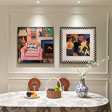 バウハウス風デザインのアート壁画【正方形・抽象画・リビング用】