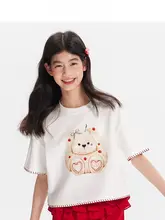 可愛いペットプリントの子供用半袖Tシャツ【夏用・ラウンドネック・ゆったりシルエット】