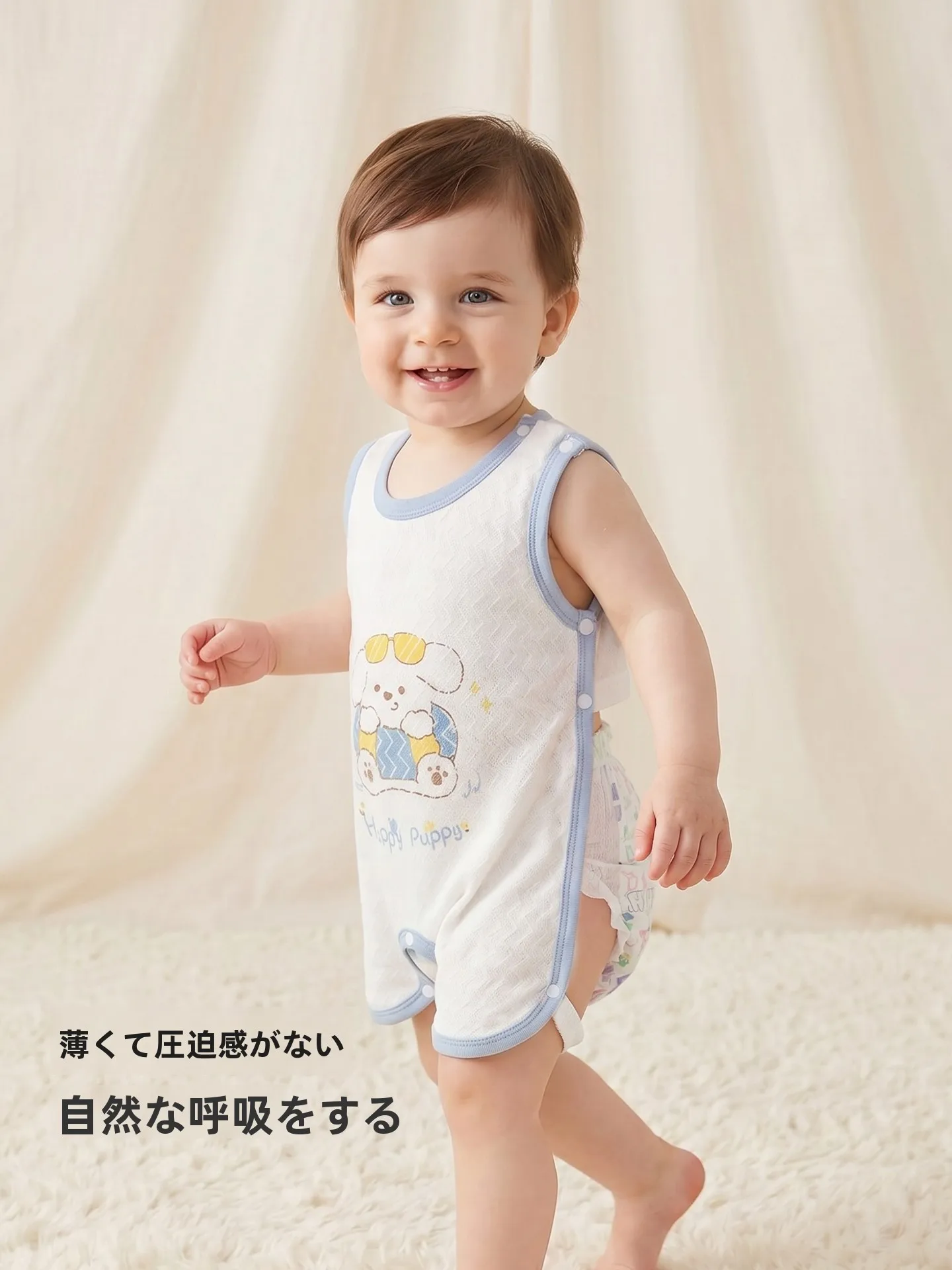 新生児3週目向け夏用薄手一体型ロンパースの実用性と使い勝手