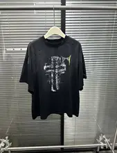 水洗い加工のロゴ入り短袖Tシャツ【ダメージデザイン】