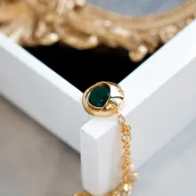 イタリア製のアート作品！ヴィンテージ グリーンアゲート ハーフムーン 925シルバー チョーカー