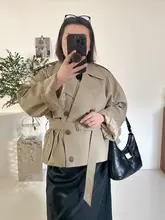 韓国系デザインのダブルカラー短丈トレンチコート【ボタン二列・カジュアルスタイル】