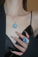 サファイア水滴ペンダントネックレス【夏用・デザイン鎖骨チェーン・女性用】