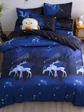 星空柄の麋鹿デザイン布団カバー【シングル・ダブル対応・ベッドリネン・学生寮用】（セットアップ対応）