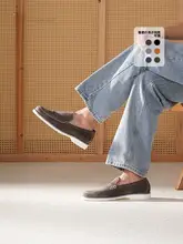 本革スエードローファーシューズ【夏用・カジュアル・一足で着脱簡単】