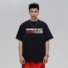 半袖Tシャツ メンズ クルーネック オーバーサイズ アメリカン風 ヘビーオンス 接触冷感 夏 「WASSUP」