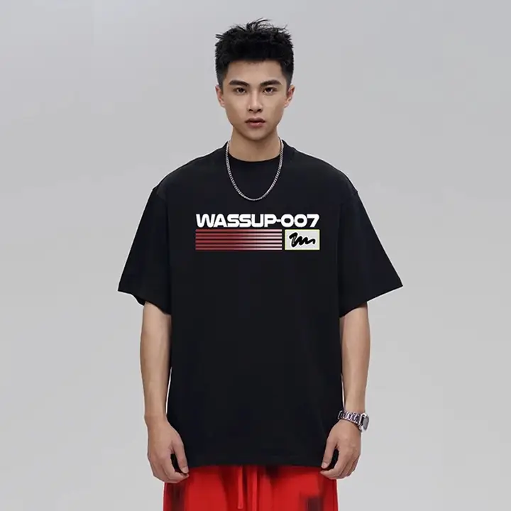 半袖Tシャツ メンズ クルーネック オーバーサイズ アメリカン風 ヘビーオンス 接触冷感 夏 「WASSUP」
