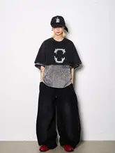 アメリカンスタイルの獣牙プリント半袖Tシャツ【男女兼用・ストリートファッション】（セットアップ対応）