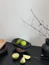 侘び寂び風の無垢材フルーツトレイ【長方形・インテリア装飾用】