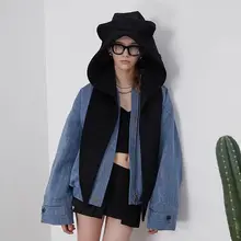 くま耳フード付きウールスカーフ【暖かい・輸入ウール・立体裁断・男女兼用】