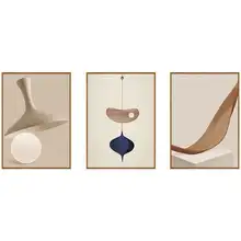 モダンミニマリスト抽象アートリビングルーム装飾画【モランディスタイル・三連壁画】