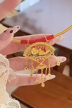 新中式 鳥のデザインのネックレス【金メッキ・ブライダルアクセサリー・フェイク三金】