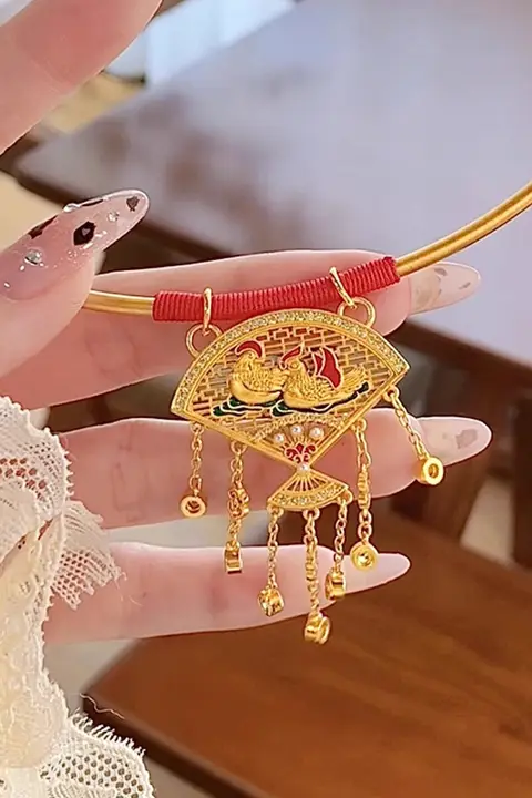 新中式 鳥のデザインのネックレス【金メッキ・ブライダルアクセサリー・フェイク三金】