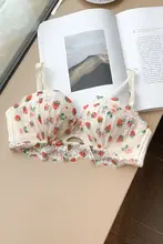 レースブラジャー【ストロベリーデザイン・ワイヤーなし・セクシー・小さめバスト用・サイドサポート】