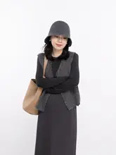 小柄向けVネックニットベストカーディガン【レディース・無地・アウター】