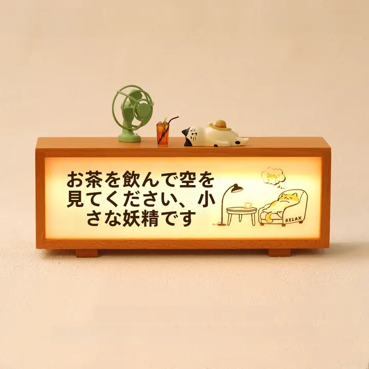 お茶を飲んだり寝そべったりできる麦わら帽子猫飾り小 装飾フィギュア