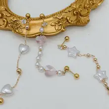 個性的なデザイン！チタン製ピアス【パール・ハート・星・チェーン】
