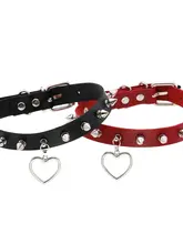 スタッズ付きチョーカー【ハートデザイン・PUレザー・ファッションアクセサリー】